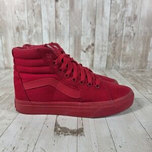 Vans Sk8-Hi High Top Sneakers Racing Red Canvas Shoes Womens 7.5 Mens 6